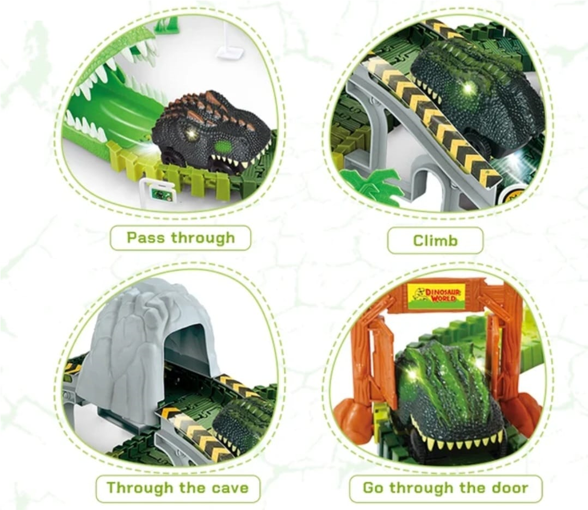 Pista Auto Dinosaurio Flexible Con Luz Led Juguete Niños-4