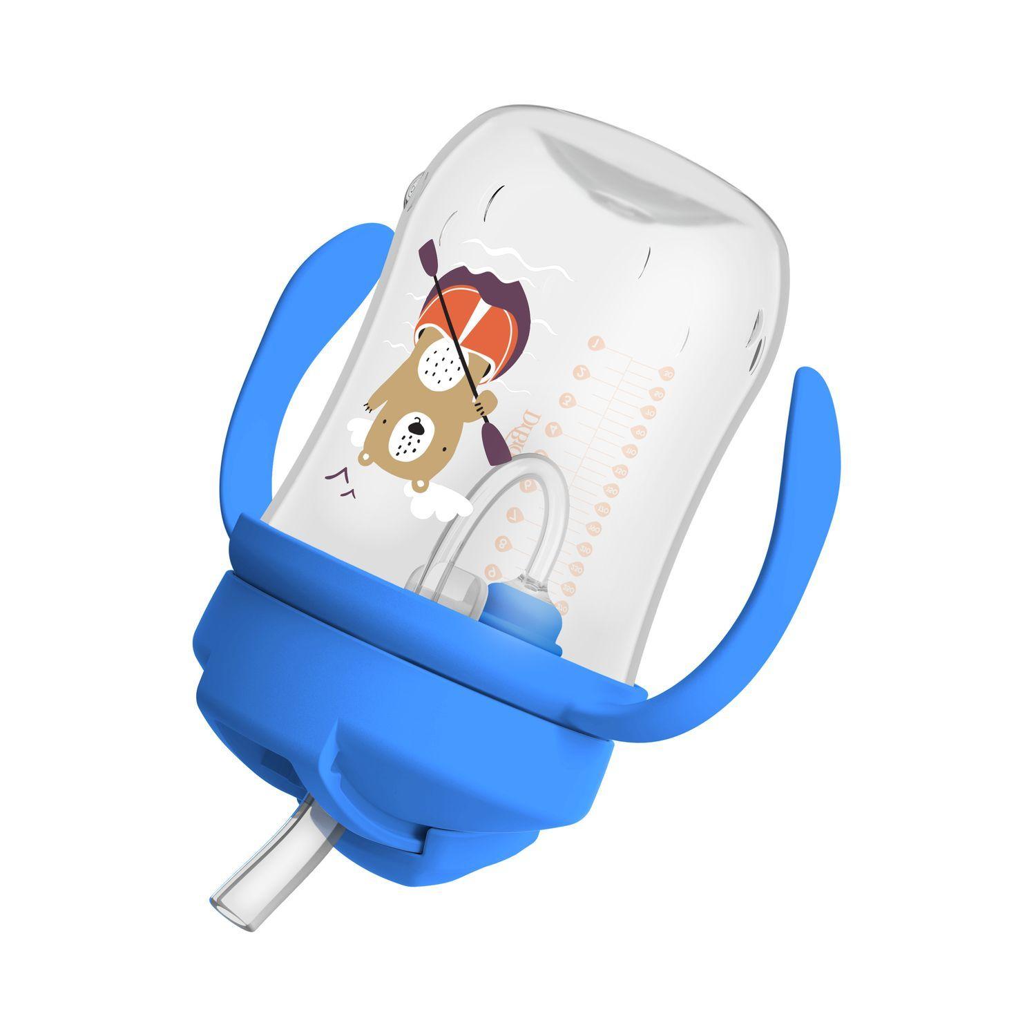 Vaso Con Asas Y Bombilla 270ml 6m Dr Browns Azul Oso-2