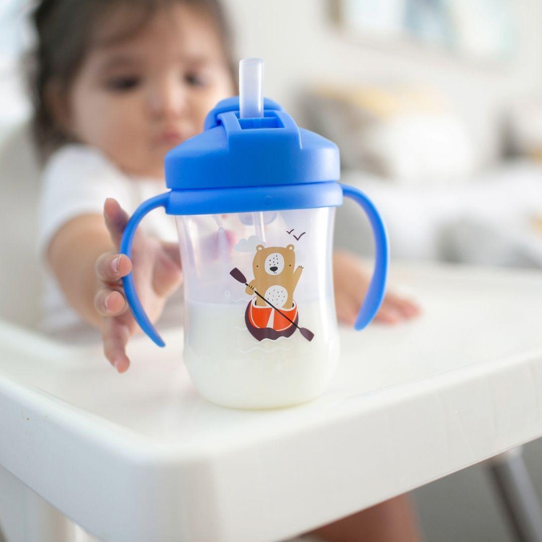 Vaso Con Asas Y Bombilla 270ml 6m Dr Browns Azul Oso-4