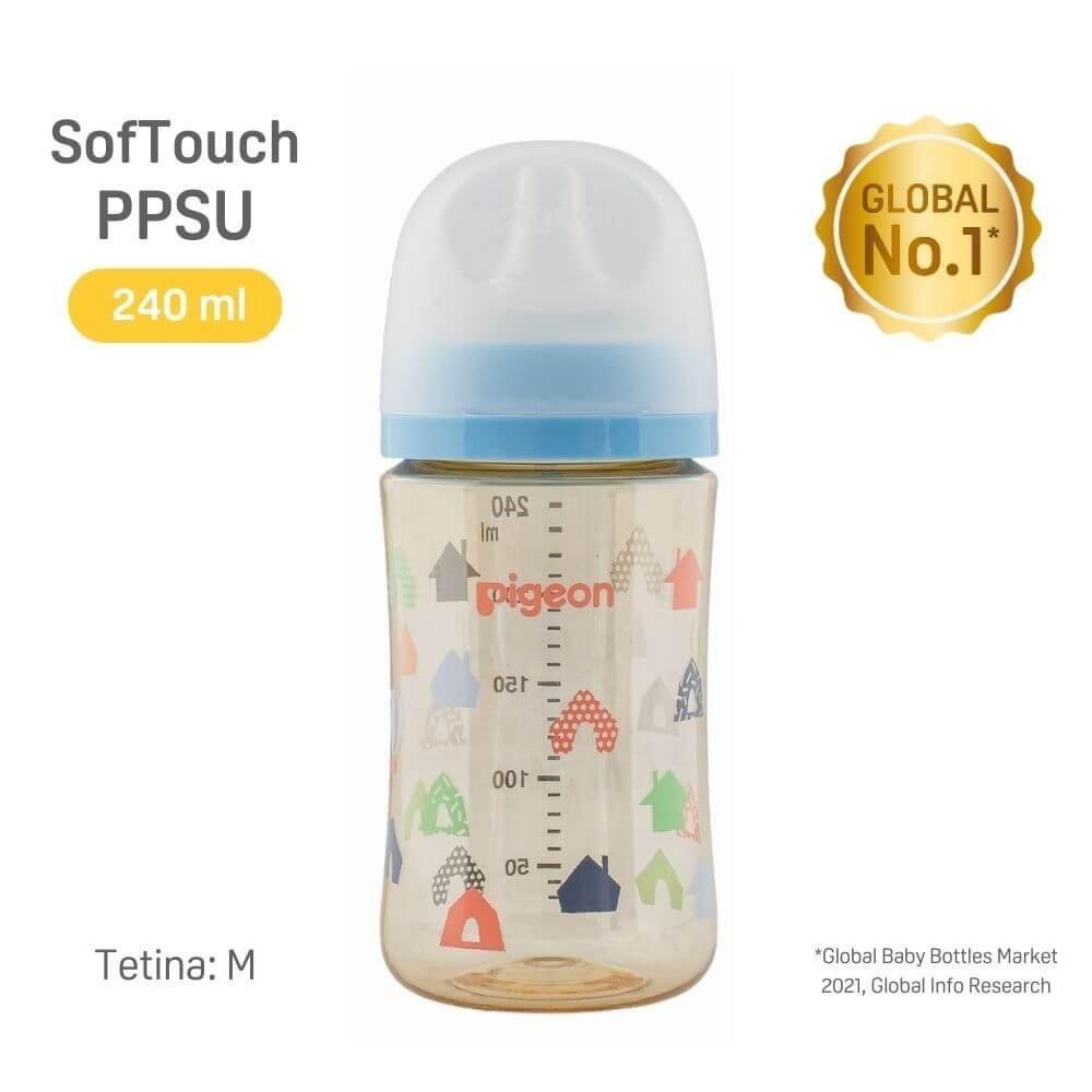 Biberón Mamadera Softouch Pigeon Ppsu 240ml CELESTE CASA -2