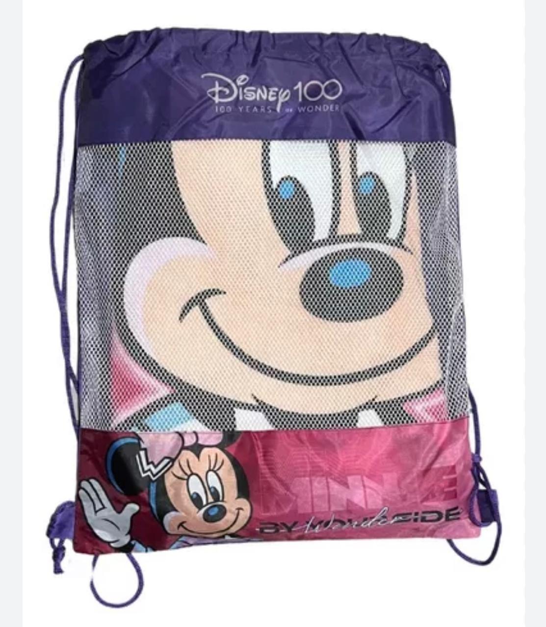 Toalla Playera Infantil Minnie Con Bolsa Algodon Playa-2