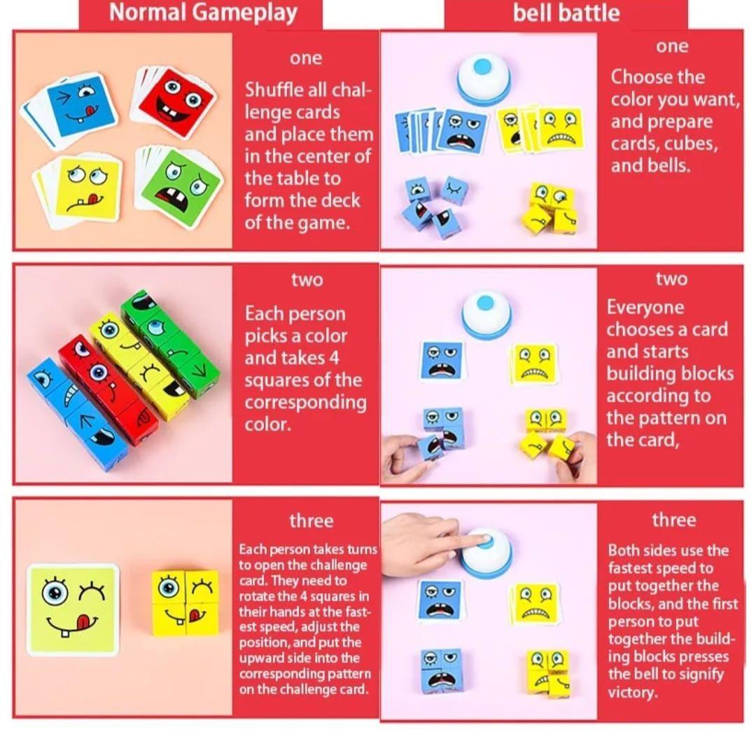 Juego Puzzle Cubos Didactico Expresiones Y Emociones Madera-2