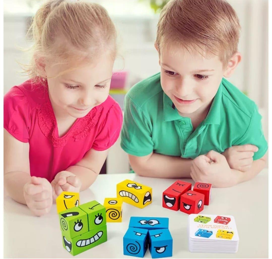 Juego Puzzle Cubos Didactico Expresiones Y Emociones Madera-3