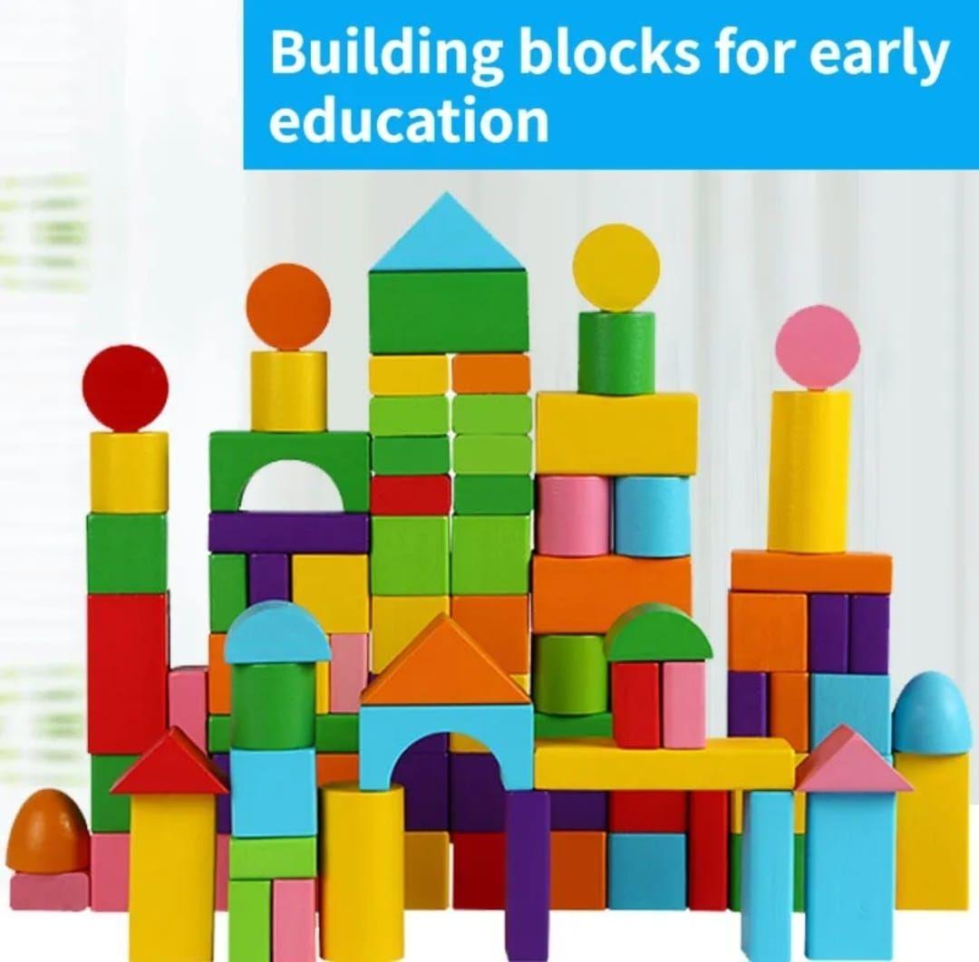 Juego Didáctico Bloques De Construcción Madera Niños-2