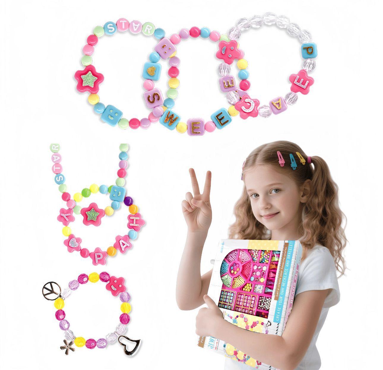 Set Juego Cuenta Y Mostacilla Pulseras-collares Niñas-3