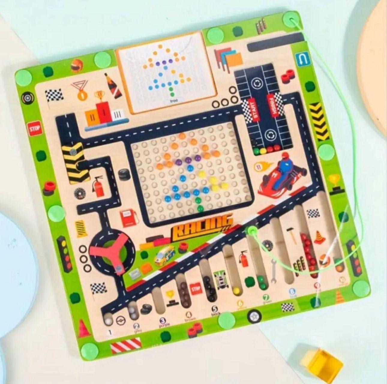 Tablero De Encaje Y Puzzle Magnetico Autos Juego Didactico-2