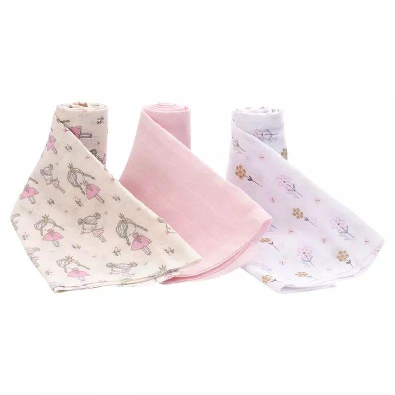 Set 3 Panales Muselina Bambino Nina Rosa-2