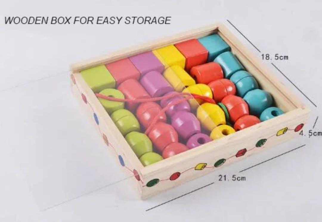 Juego Para Enhebrar Cuentas De Madera Didactico-3
