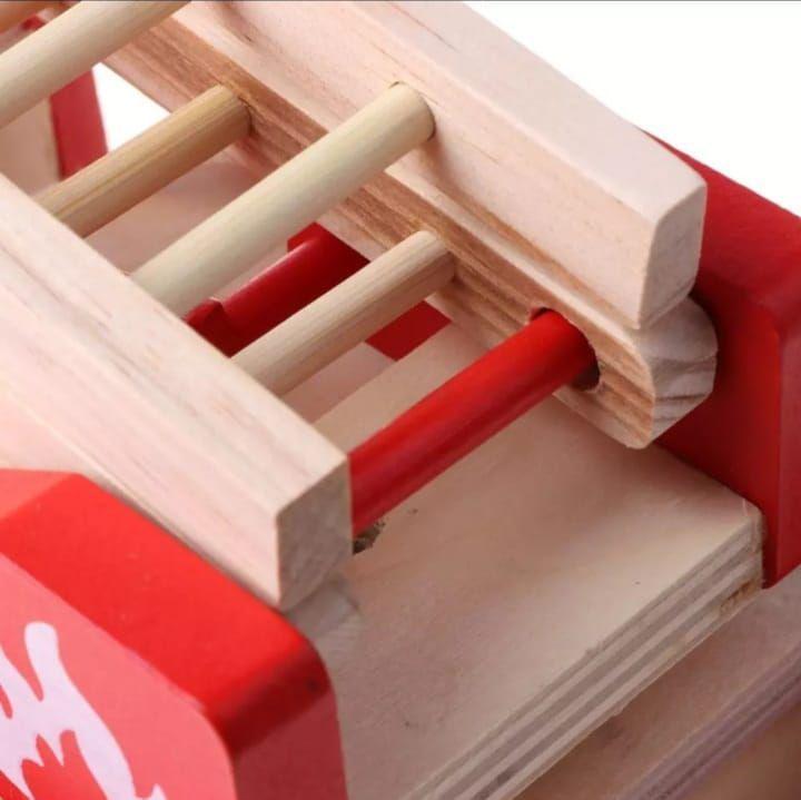 Camion De Bomberos Juguete De Madera Didactico-5