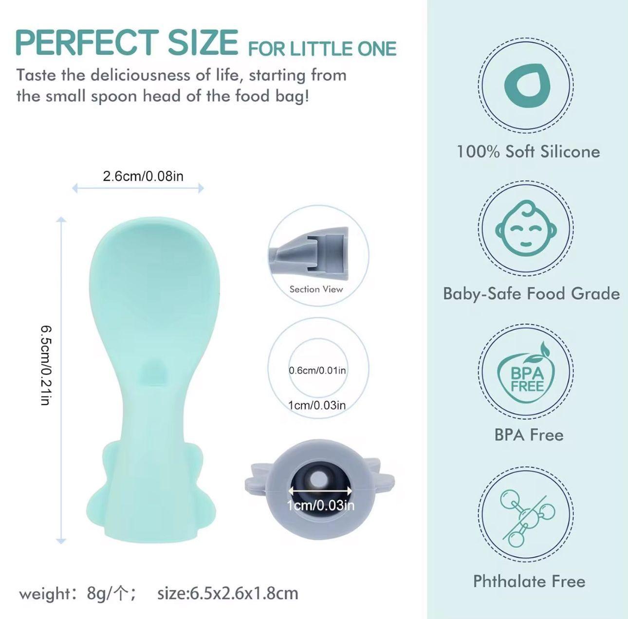Pack 5 Cucharas De Silicona Para Bolsas De Papilla Niños-3