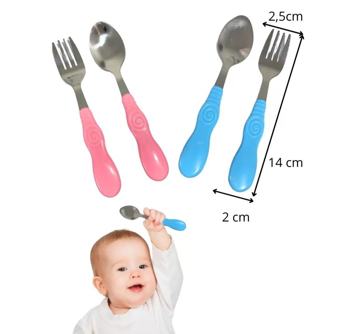 Set De Cubiertos Acero Cuchara Y Tenedor Bebe Y Ni os-2