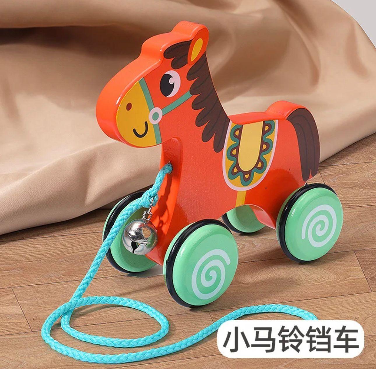 Juguete Animalitos De Arrastre sonajero Madera Juego Caballito-3