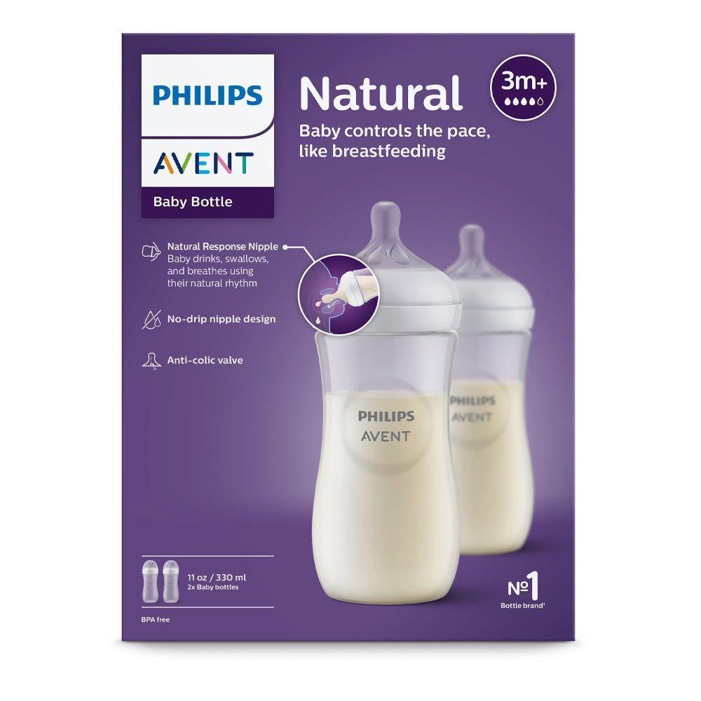 Pack 2 Mamadera Avent Natural Response 330ml Trasl cido-0