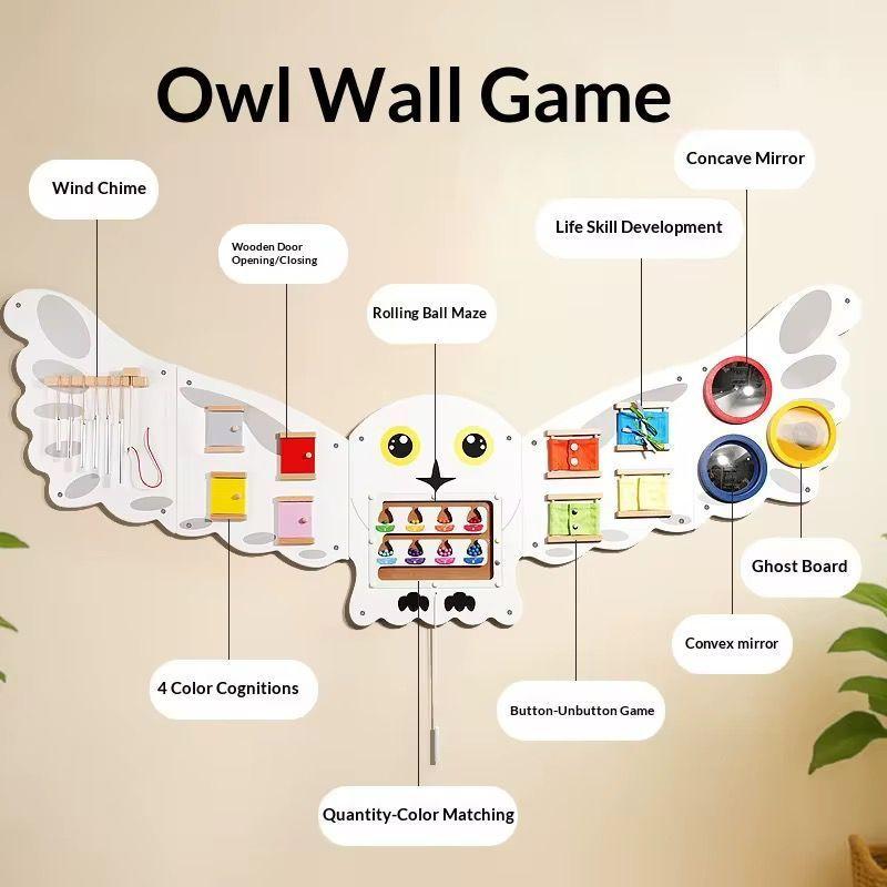 Juego Sensorial Madera Ni o Panel Pared Buho Did ctico-3