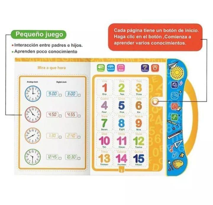 Libro Didáctico Interactivo Aprendizaje Bilingüe Para Niños-2