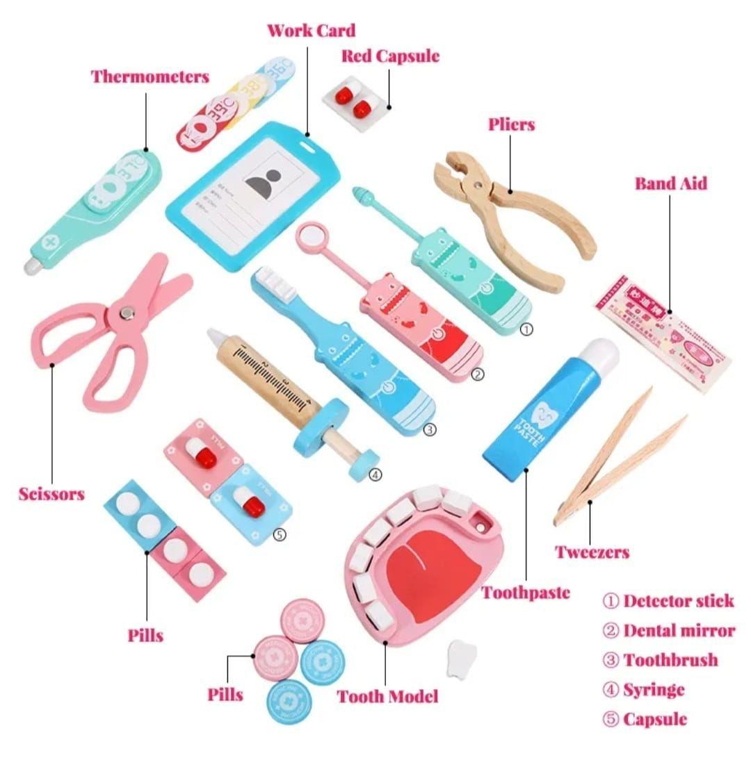 Set Juego De Roles Doctor- Dentista Juego Madera Niños-1