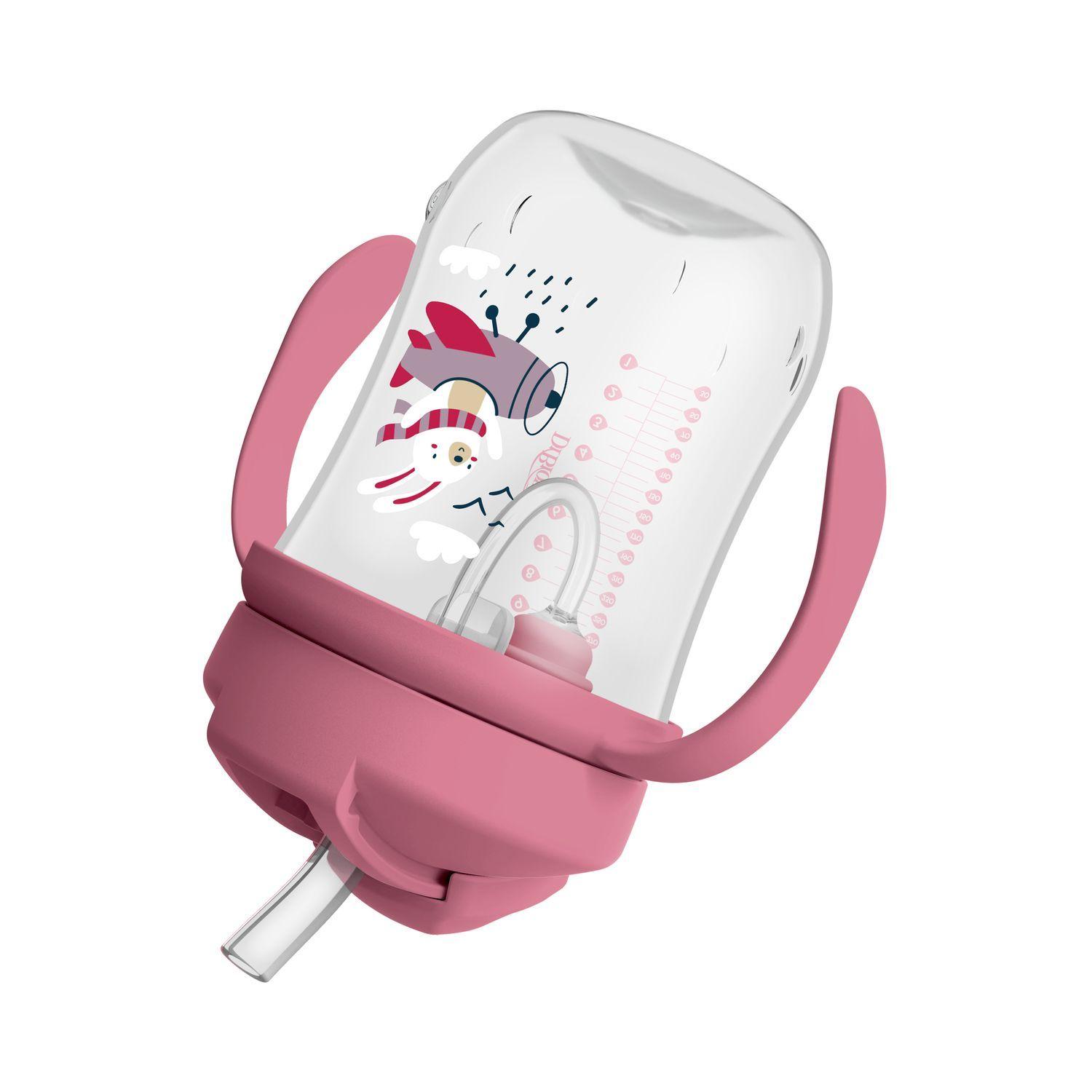 Vaso Con Asas Y Bombilla 270ml 6m Dr Browns Rosado-2