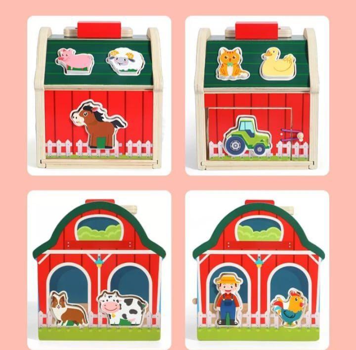 Juguete Encaje Granja Animales De Madera Didáctico Niños-1