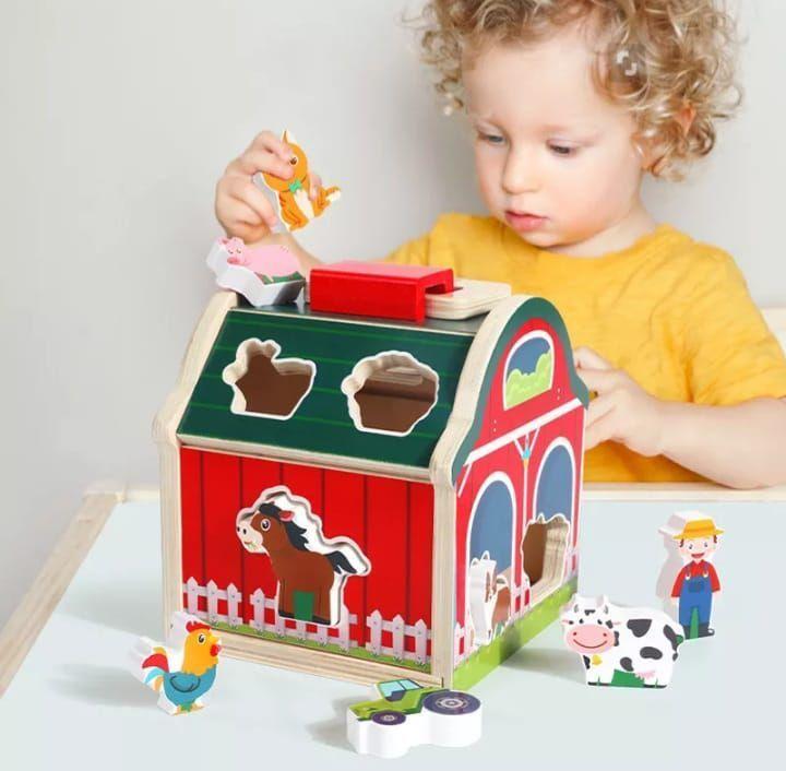 Juguete Encaje Granja Animales De Madera Didáctico Niños-2