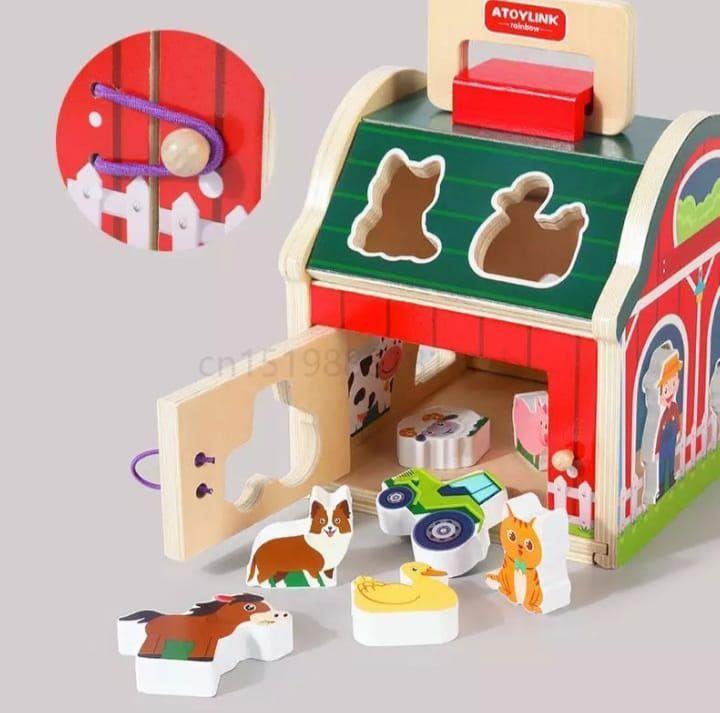 Juguete Encaje Granja Animales De Madera Didáctico Niños-5