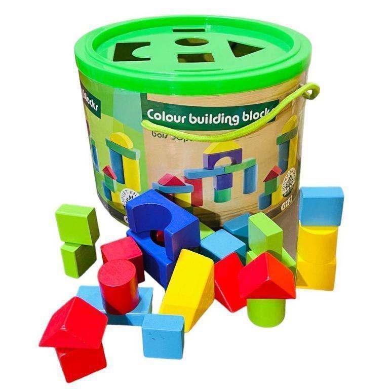 Juego Bloques De Construcci n Madera Con Balde 50 Pzs-1