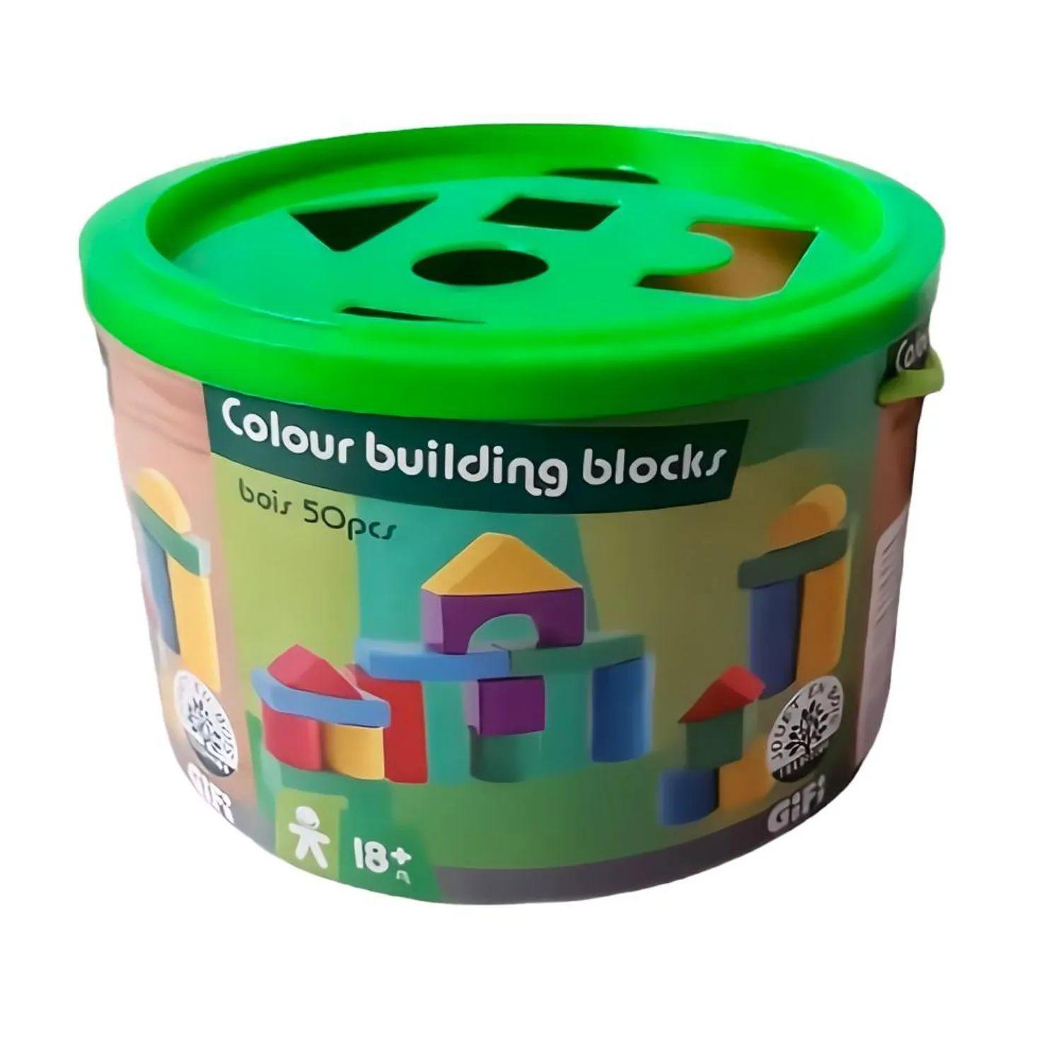 Juego Bloques De Construcci n Madera Con Balde 50 Pzs-2