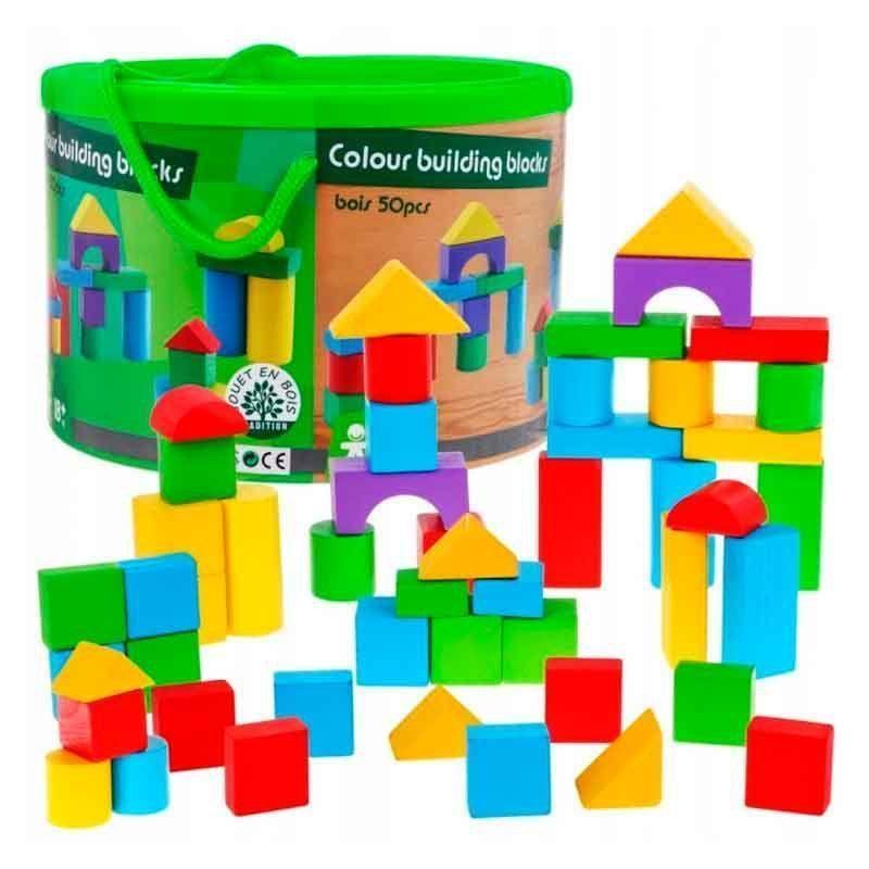 Juego Bloques De Construcci n Madera Con Balde 50 Pzs-3