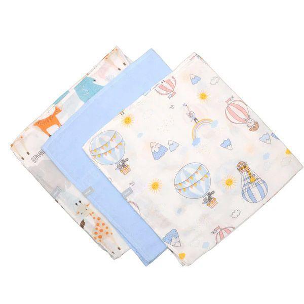 Pack 3 Tutos Infanti Algod n Muselina 75x75cm Celeste-1