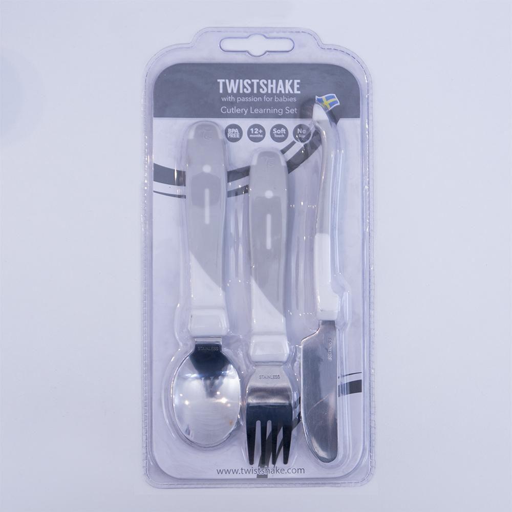 Pack Cubierto De Acero Inoxidable Niños Twistshake Blanco -1