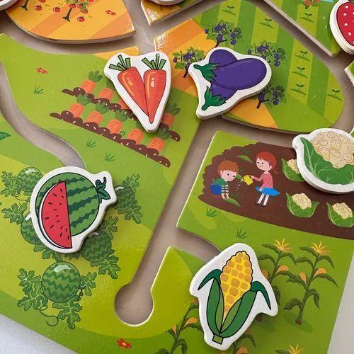 Juguete Encaje Sensorial Madera Secuencia Logica Cognitiva M3 Frutas y vegetales-2