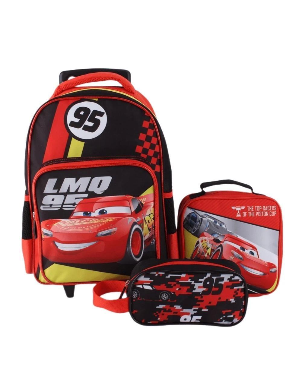 Mochila Infantil Con Rueda lonchera estuche Ni os Cars autos-0