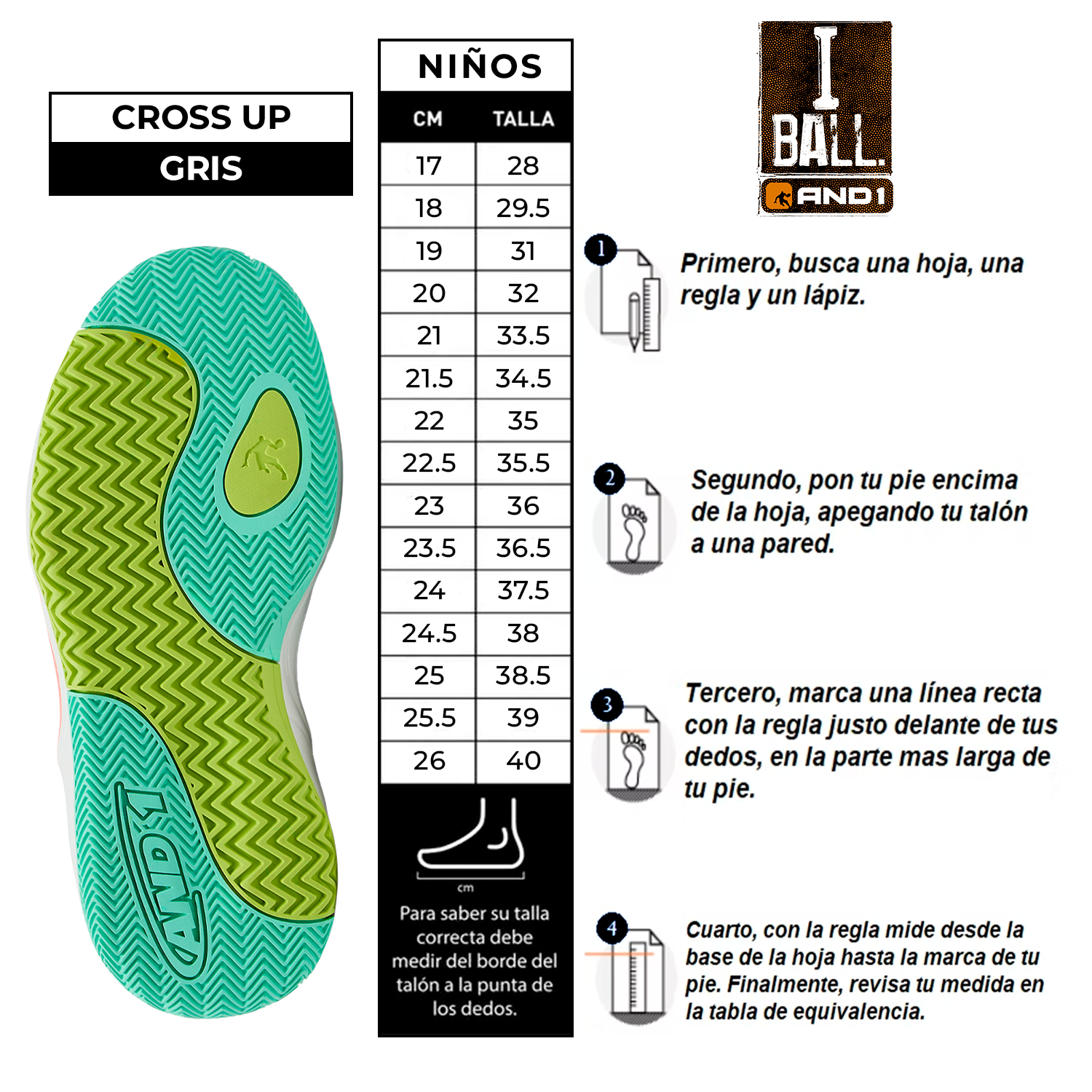 Zapatillas Niños And1 Cross Up Gris / Blanco-3