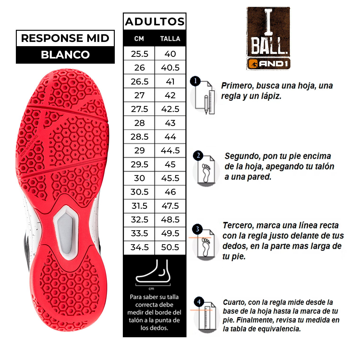 Zapatillas Adulto I BALL Response Mid Blanco / Rojo / Negro + Morral-4