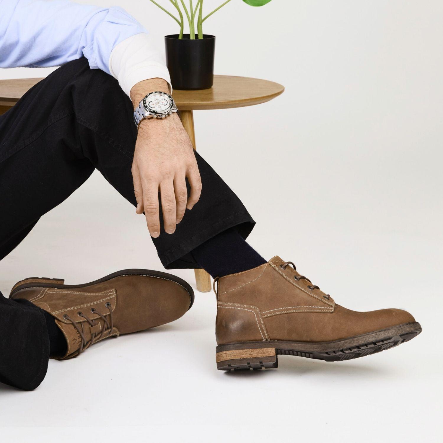 Botin Mid Cuero Hombre Véroz Torri - Tabaco-4