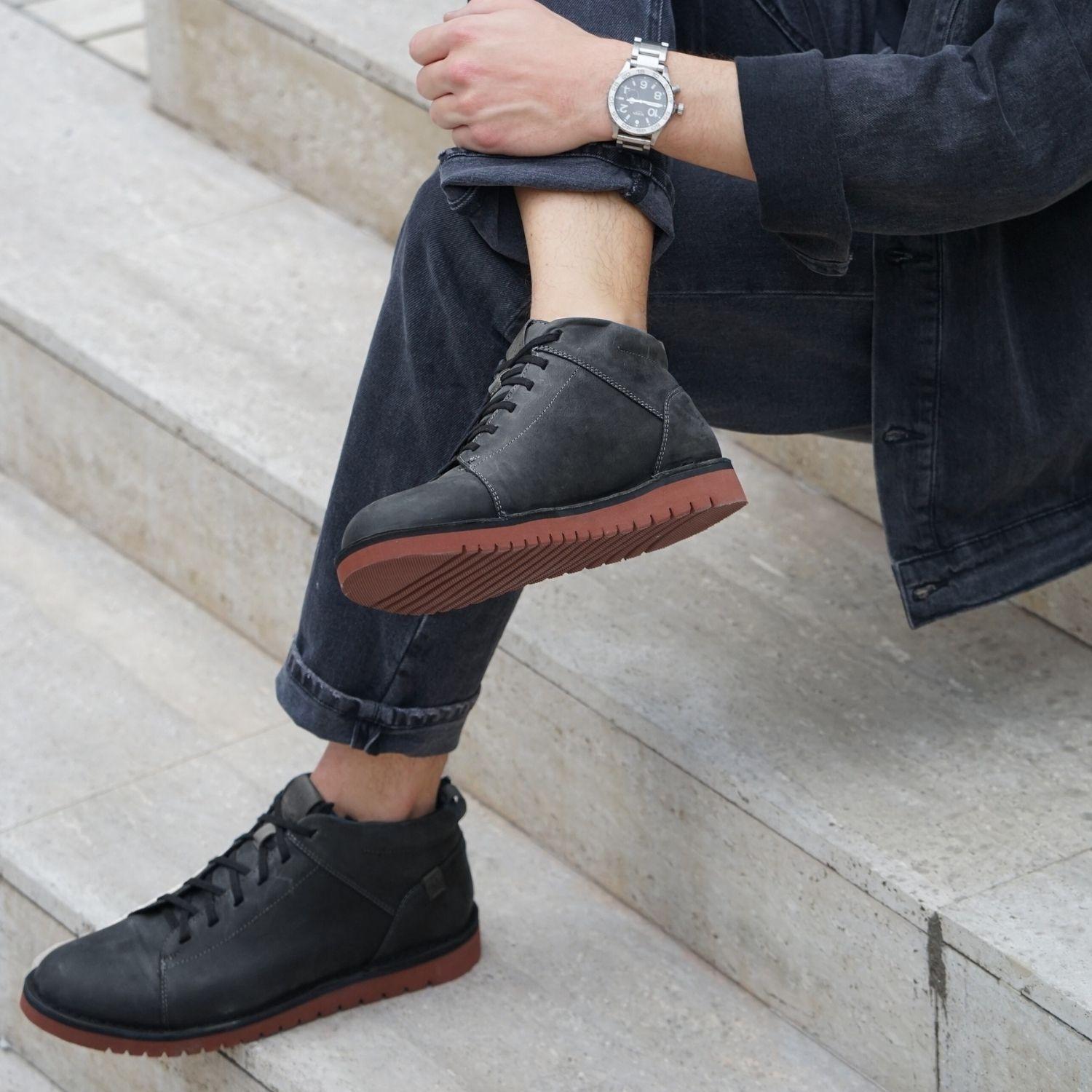Zapato Hombre De Cuero Milenio Mid Negro Véroz-4