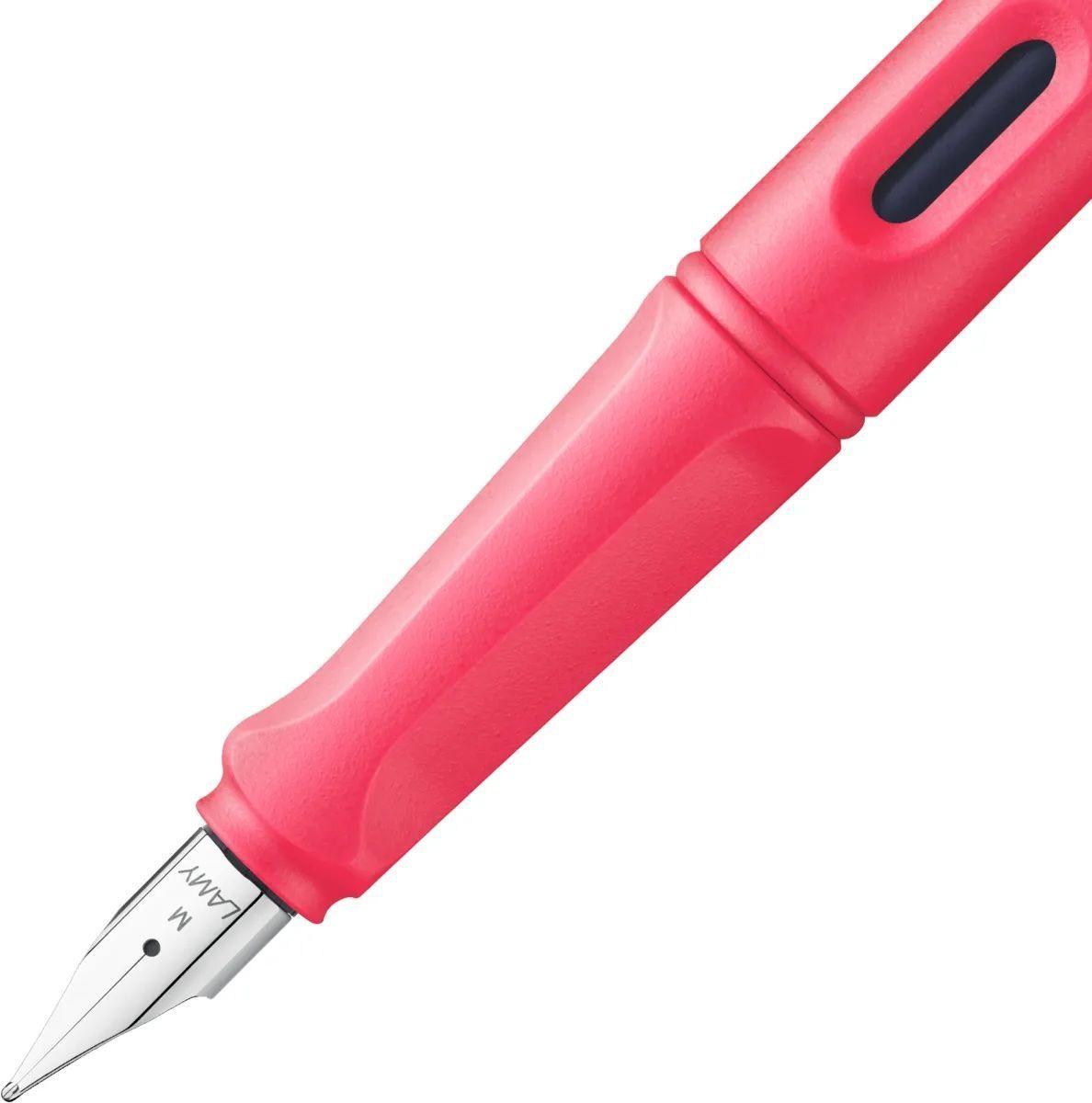 Pluma Lamy Safari Sunset Coral Rosado Trazo F Tinta Azul Coral Azul-1