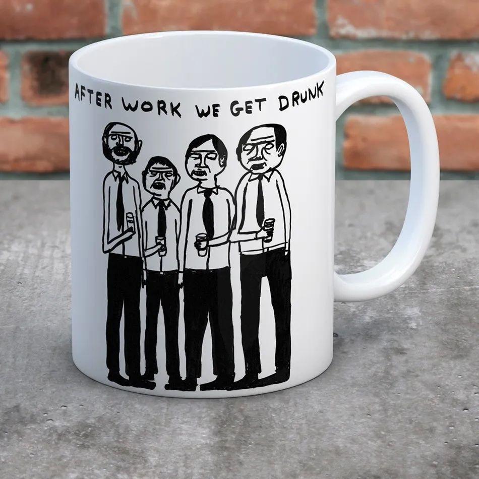 After Work We Get Drunk Taza Caf David Shrigley Brainbox Amarillo Dibujo-2