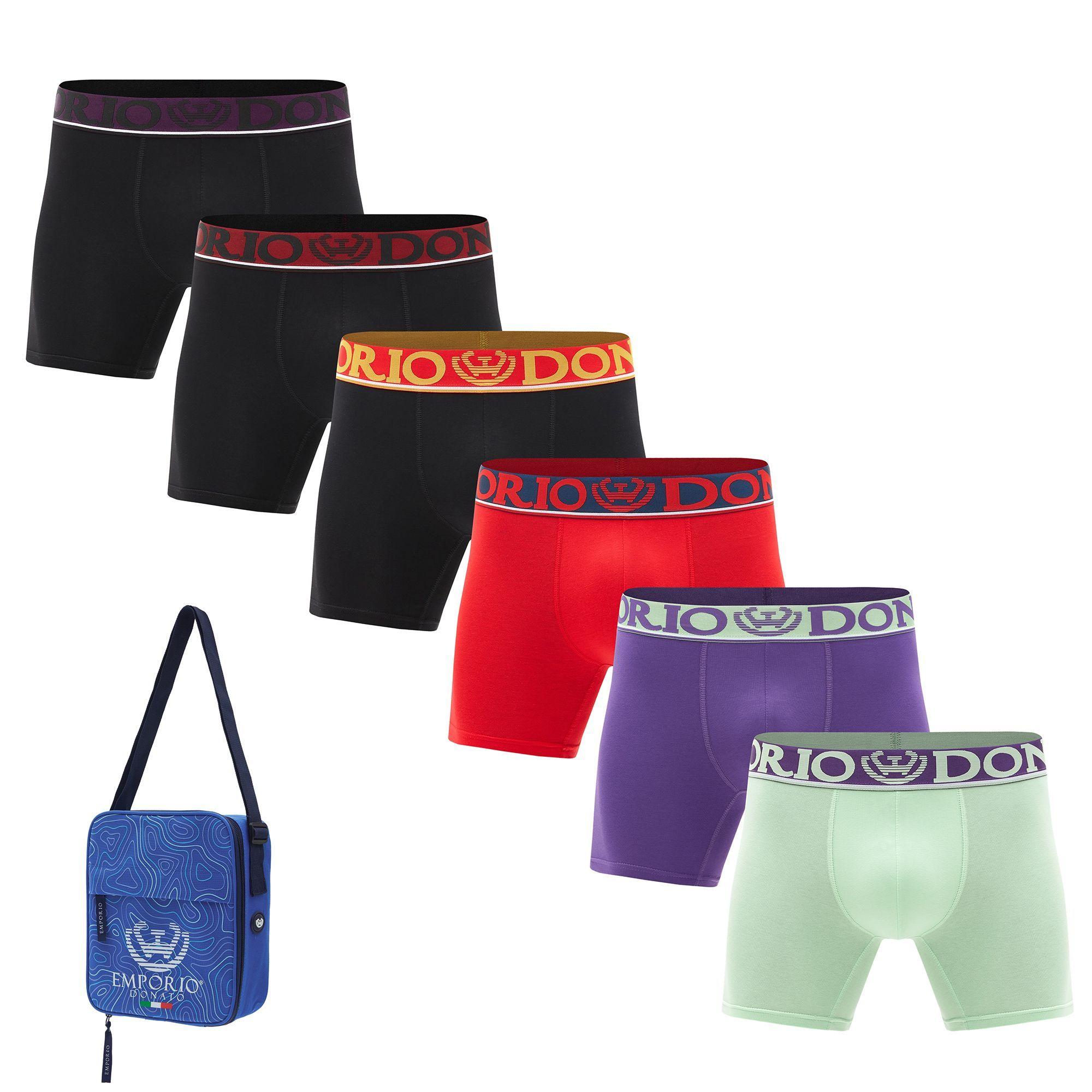 Pack 6 Boxer Medio Algodón Hombre + Bolso Regalo -0