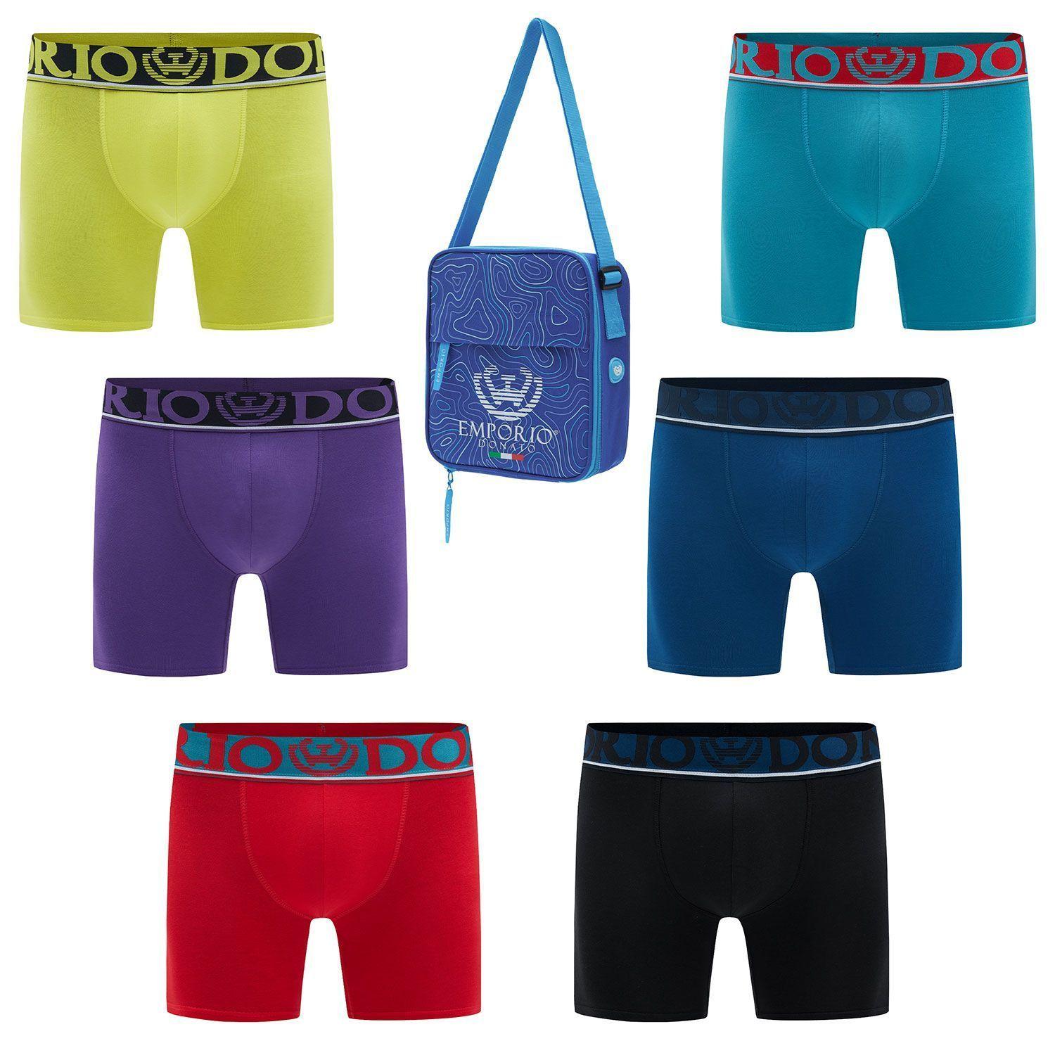 Pack 6 - Boxer Medio Algodón Hombre Con Bolso Regalo -0