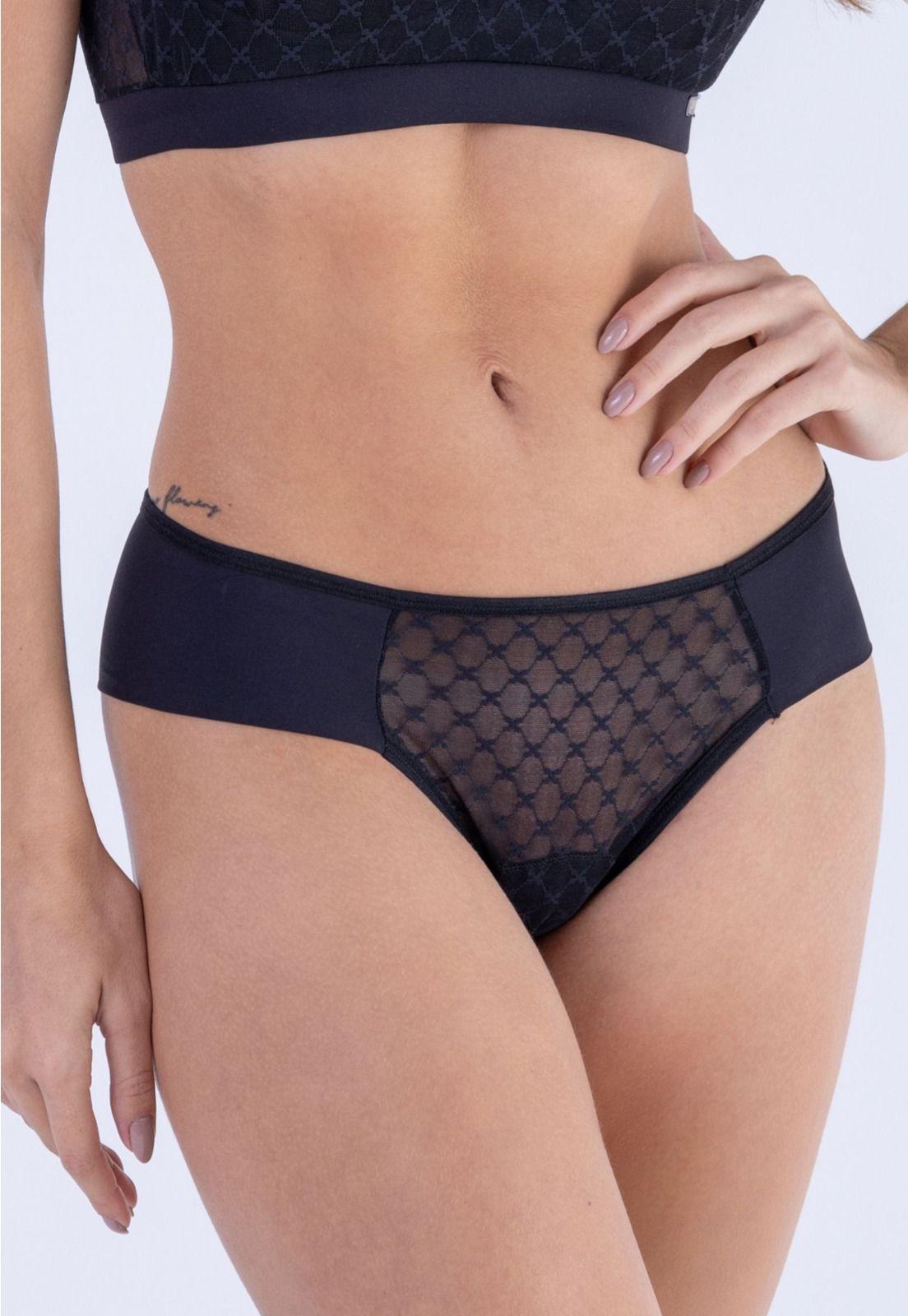 Tanga Sin marcas Frente de Tul - Negro 2Rios-1
