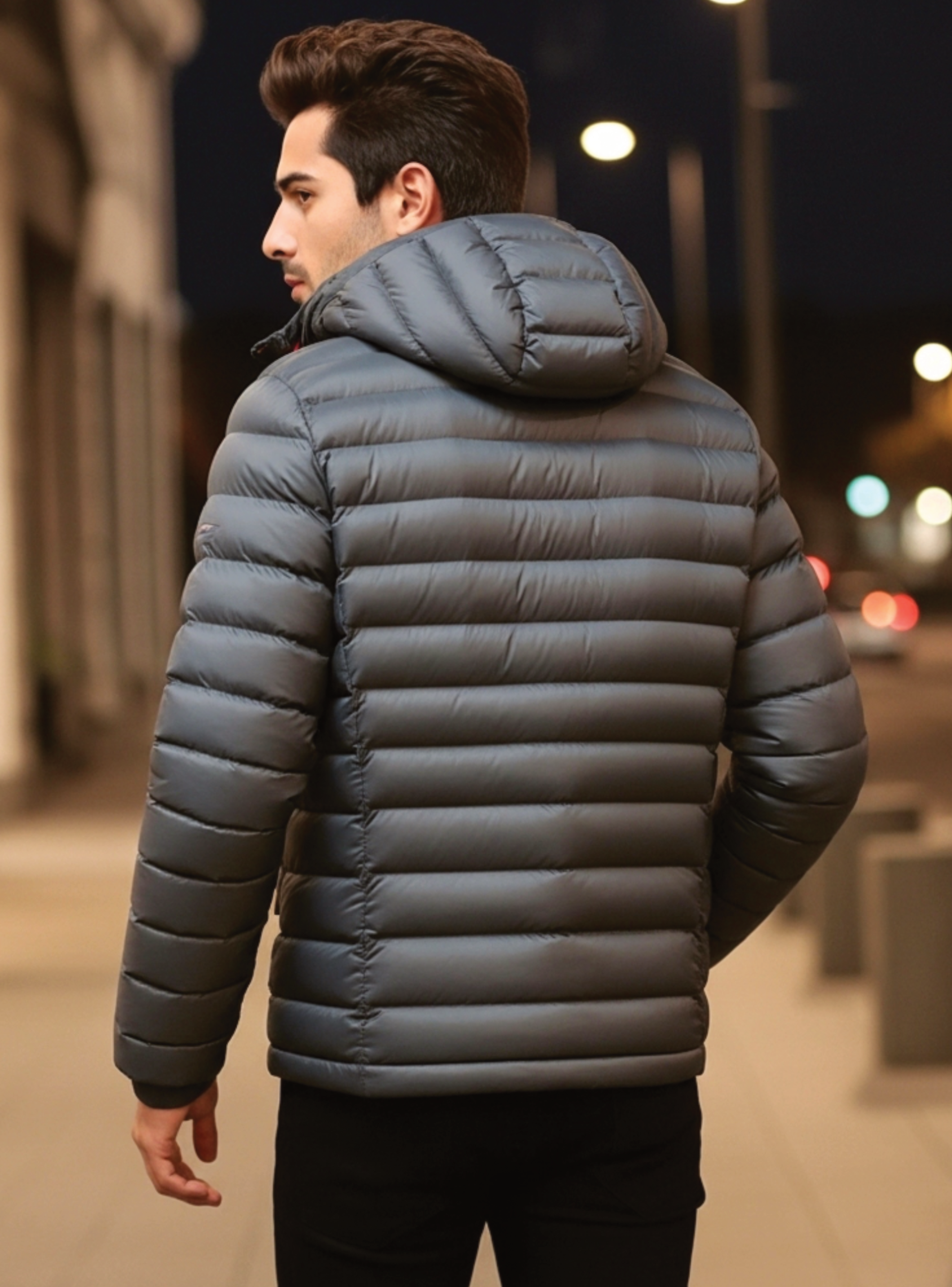 Parka Chaqueta Hombre Térmica Impermeable Estandar Gris-2
