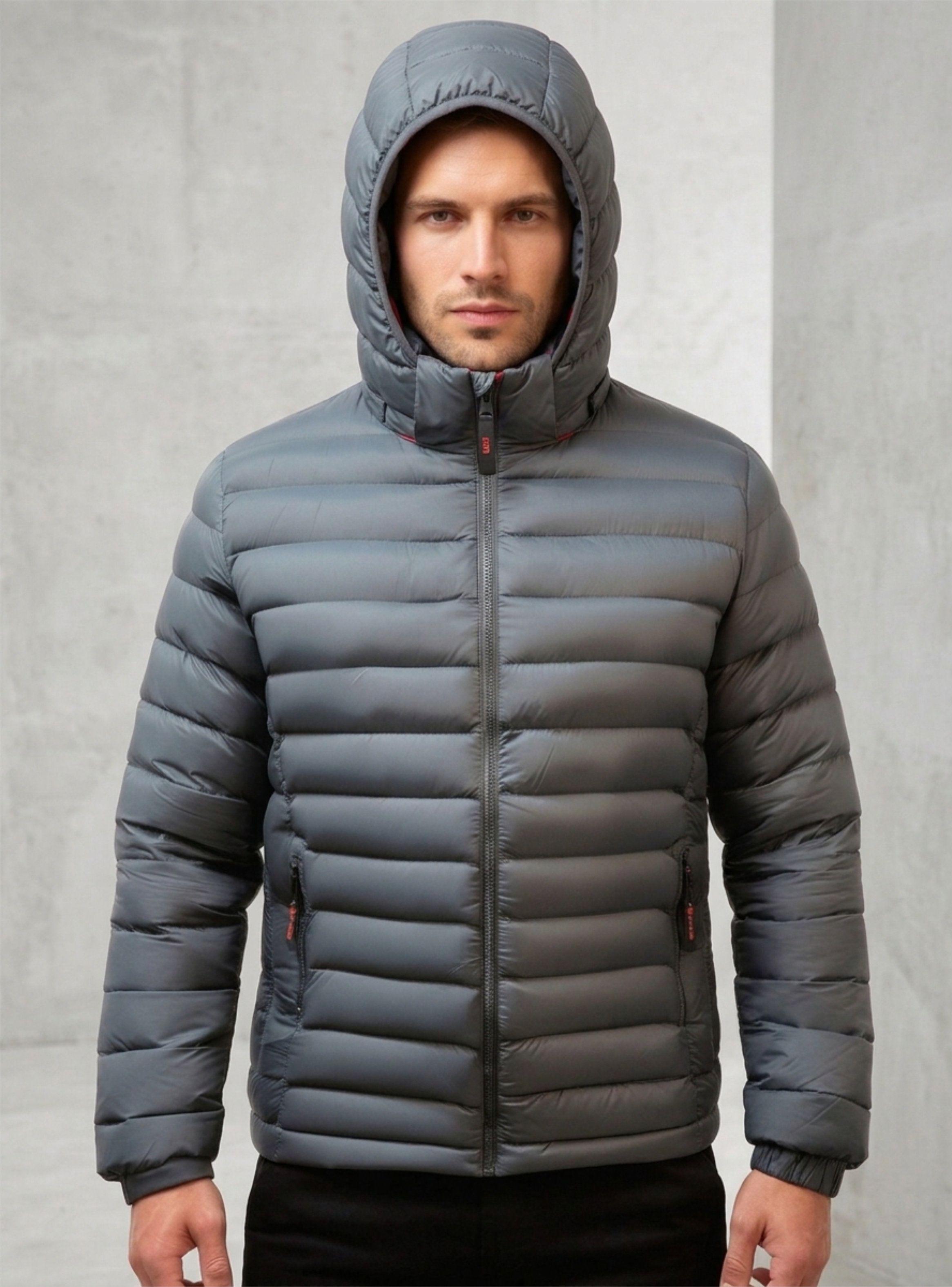 Parka Chaqueta Hombre Térmica Impermeable Estandar Gris-2