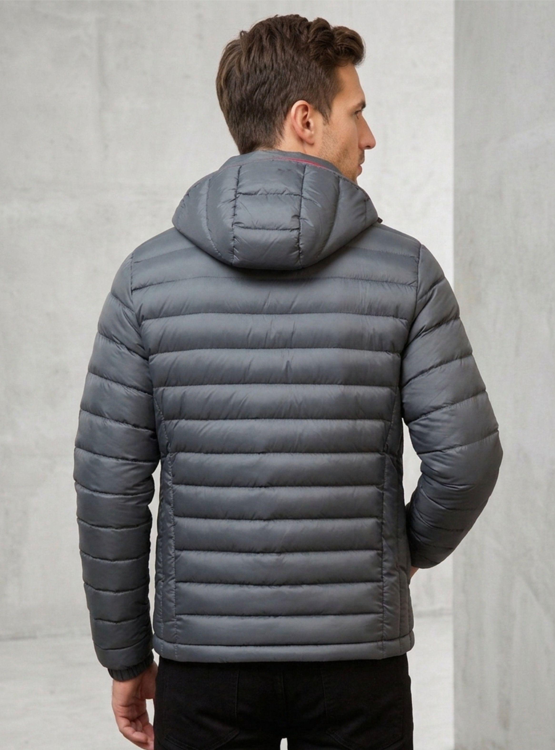 Parka Chaqueta Hombre Térmica Impermeable Estandar Gris-3