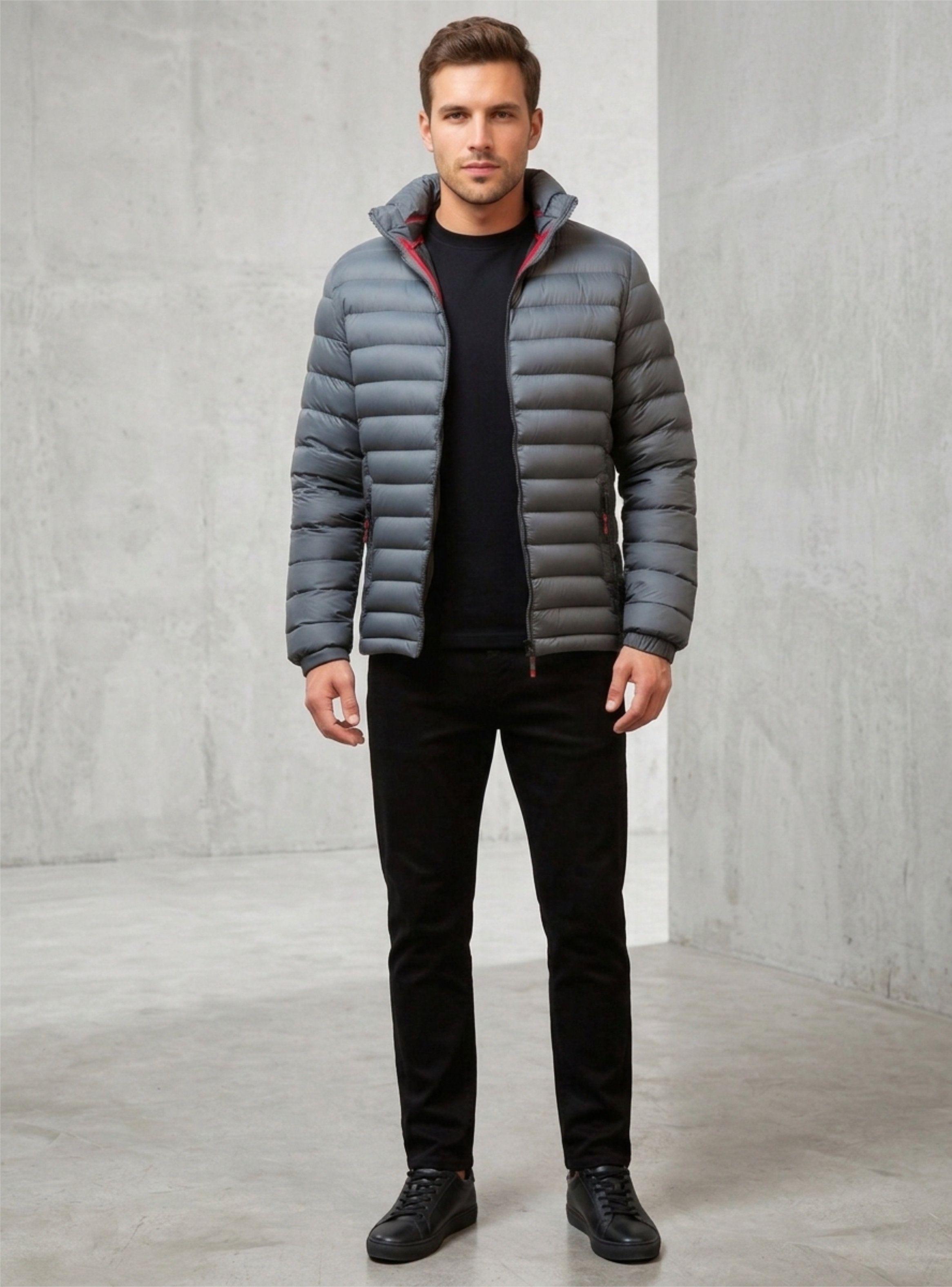 Parka Chaqueta Hombre Térmica Impermeable Estandar Gris-5