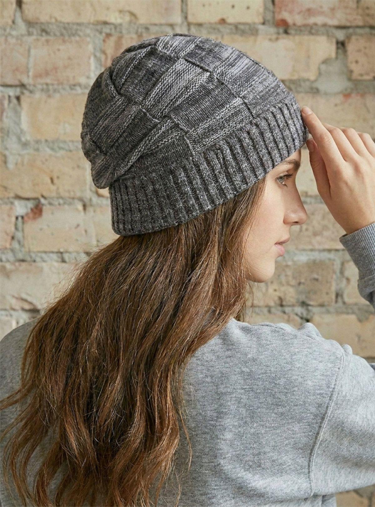 Gorro de Lana Gris para Mujer | Beanie de Punto Invierno Polar Masc-2