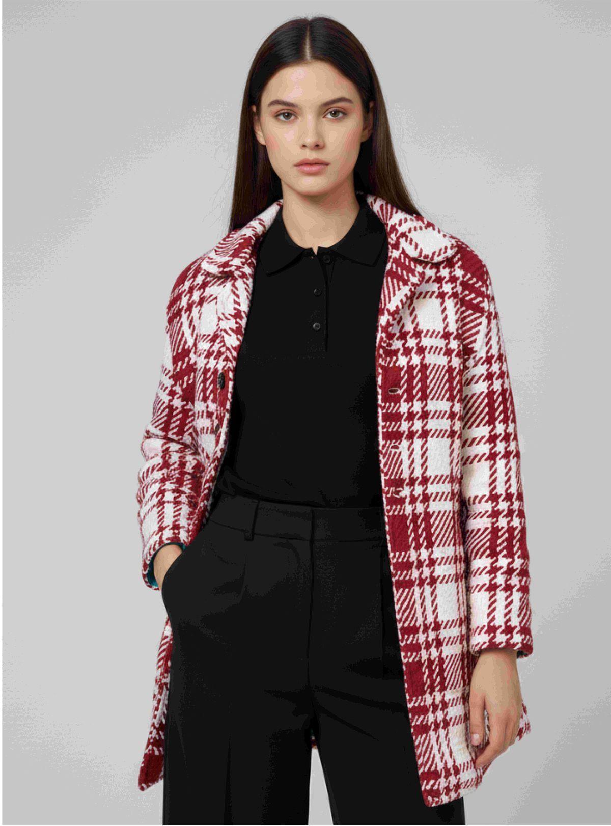 Chaqueta de Tweed Cuadrillé Rojo y Blanco con Forro Polar-2