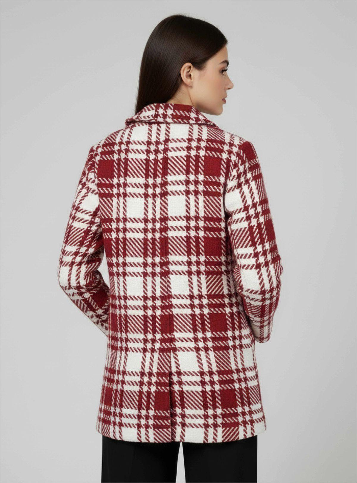 Chaqueta de Tweed Cuadrillé Rojo y Blanco con Forro Polar-3