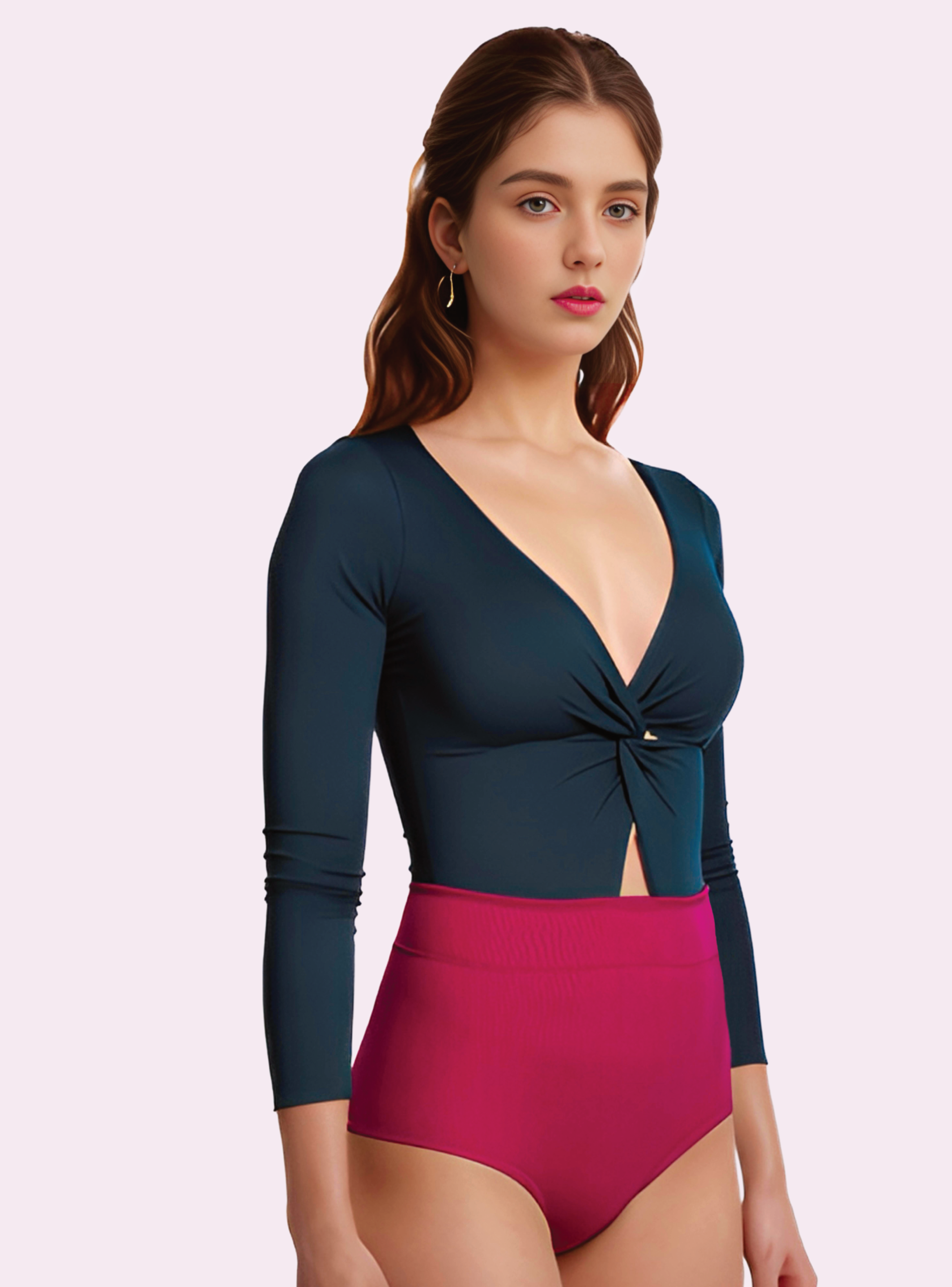 Traje de Baño completo una pieza Nude Wine-1