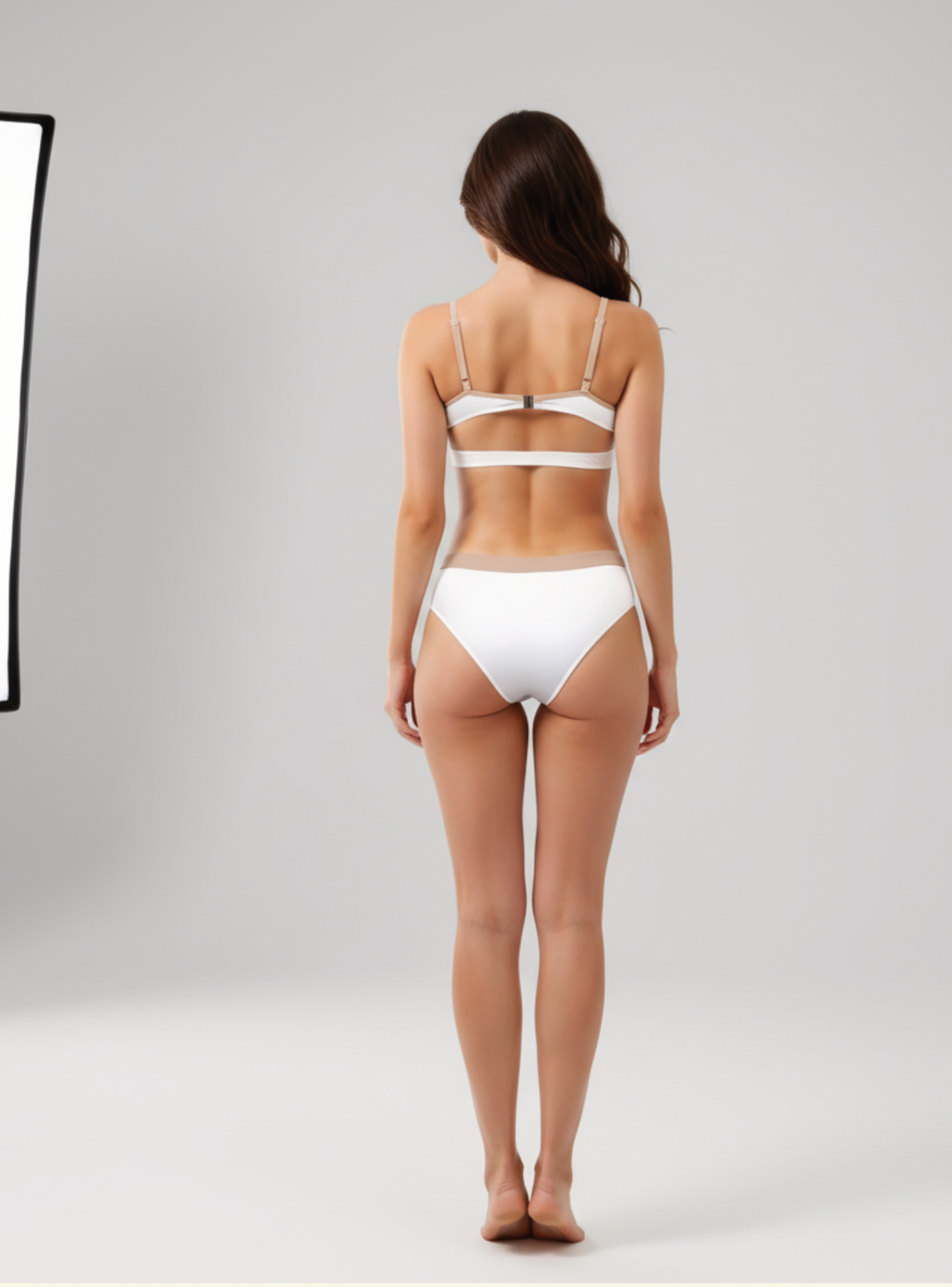 Bikini con aro, Traje de baño COLOBO de dos piezas Zira Bicolor Blanco Nude-2