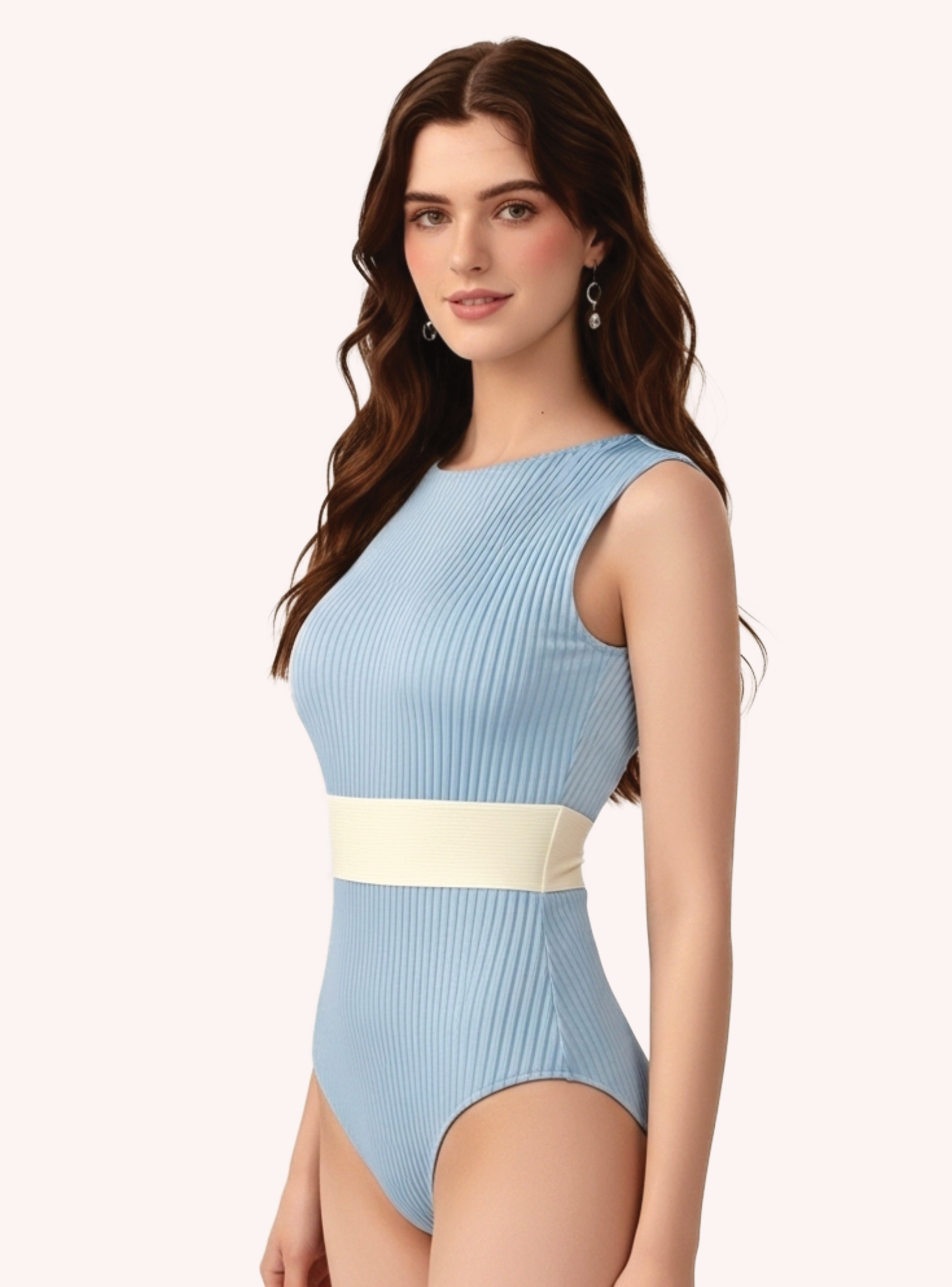 Traje de Baño completo de mujer una pieza Columna I Azul-2